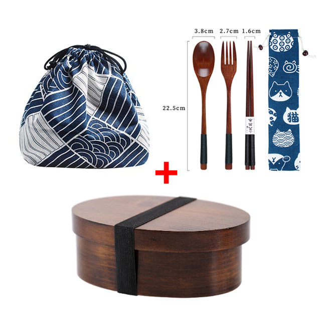 Wooden Japanese Bento Lunch Box Set – Traditionally Natural for Zero Waste